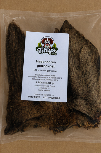Gedroogde hertenoren voor honden - Natuurlijke wildkauwsnack met pit